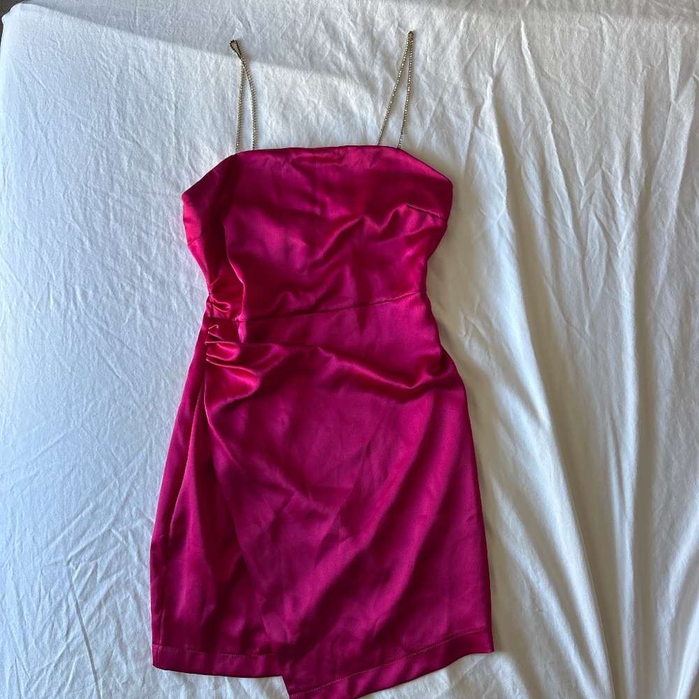 ZARA hot pink mini dress with rhinestone straps